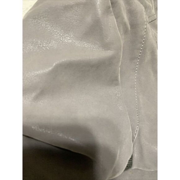 free people solid gray long sleeve faux leather motorcycle jacket 10 medium - Picture 4 of 8